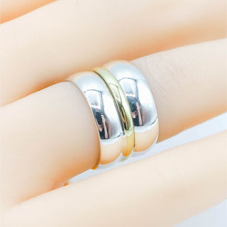 Vintage Wide Sterling Silver Ring with Gold Plated Accent | Size 5.5 | Two-Tone Band