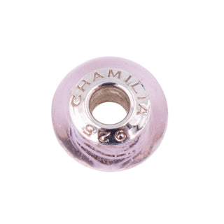 Chamilia Light Pink Swirl Murano Glass Sterling Silver Charm Bead