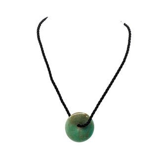 Cookie Lee Jade Pendant Necklace With Black Cord and Chinese Engravings
