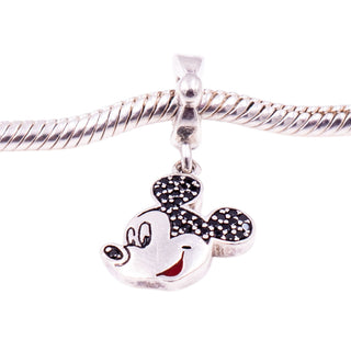 Chamilia Disney Mickey Mouse Sterling Silver Black Spinel Dangle Charm