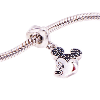 Chamilia Disney Mickey Mouse Sterling Silver Black Spinel Dangle Charm