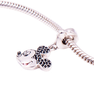 Chamilia Disney Mickey Mouse Sterling Silver Black Spinel Dangle Charm