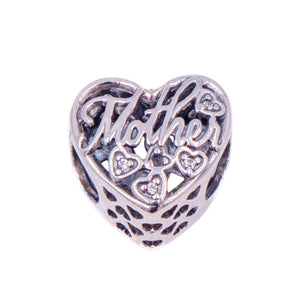 Pandora Retired Mother Son Bond Sterling Silver Clear CZ Heart Family Charm