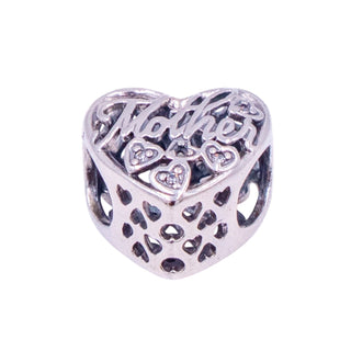 Pandora Retired Mother Son Bond Sterling Silver Clear CZ Heart Family Charm