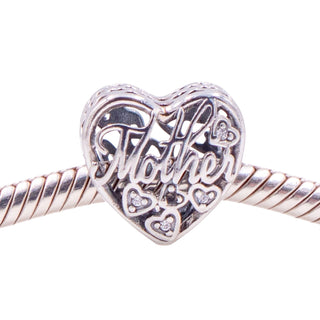 Pandora Retired Mother Son Bond Sterling Silver Clear CZ Heart Family Charm