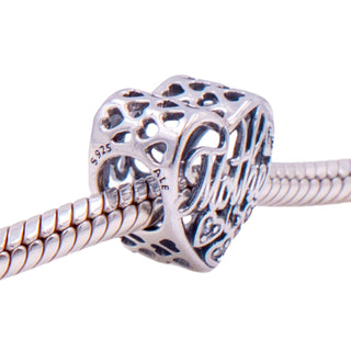 Pandora Retired Mother Son Bond Sterling Silver Clear CZ Heart Family Charm