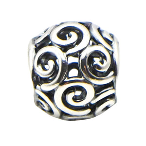 Pandora Sterling Silver Openwork Swirls Charm Retired Scroll Bead Bracelet