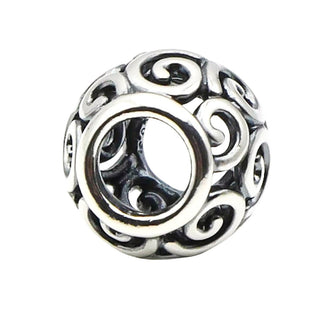 Pandora Sterling Silver Openwork Swirls Charm Retired Scroll Bead Bracelet