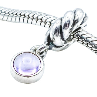 Pandora Amethyst Disk Sterling Silver Dangle Charm – Retired