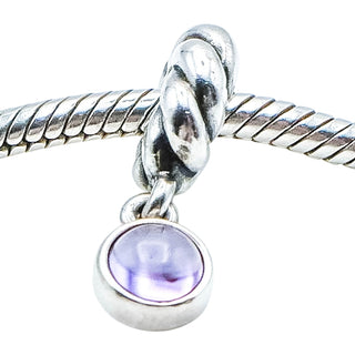 Pandora Amethyst Disk Sterling Silver Dangle Charm – Retired