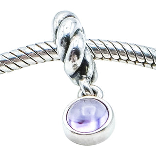 Pandora Amethyst Disk Sterling Silver Dangle Charm – Retired