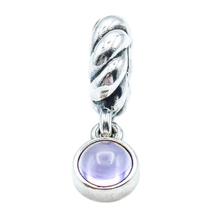 Pandora Amethyst Disk Sterling Silver Dangle Charm – Retired