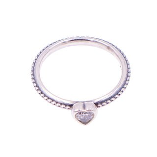 Pandora Retired One Love Sterling Silver Clear CZ Heart Stackable Ring Size 6