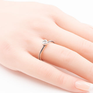 Pandora Retired One Love Sterling Silver Clear CZ Heart Stackable Ring Size 6