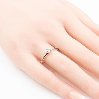 Pandora Retired One Love Sterling Silver Clear CZ Heart Stackable Ring Size 6