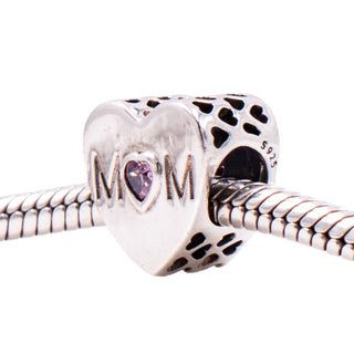Pandora Mother Heart Sterling Silver Pink CZ Mom Family Love Charm