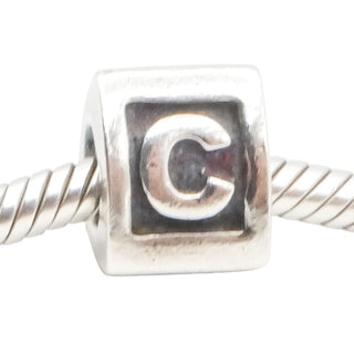 Pandora Alphabet Letter C Charm Sterling Silver Initial Bead – Retired