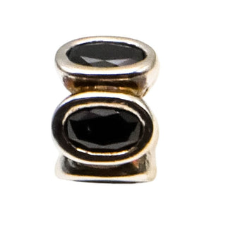 Pandora Black Oval Lights Charm Sterling Silver Black Zirconia Bead Retired
