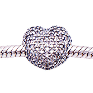 Pandora Retired Open My Heart Sterling Silver Clear CZ Pavé Clip Charm