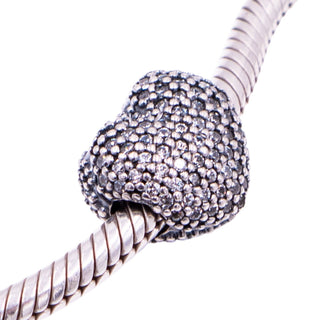 Pandora Retired Open My Heart Sterling Silver Clear CZ Pavé Clip Charm