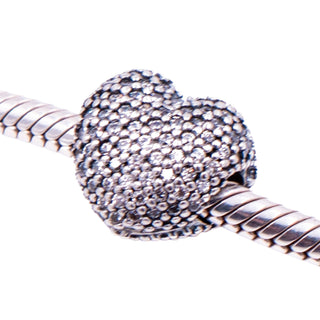Pandora Retired Open My Heart Sterling Silver Clear CZ Pavé Clip Charm
