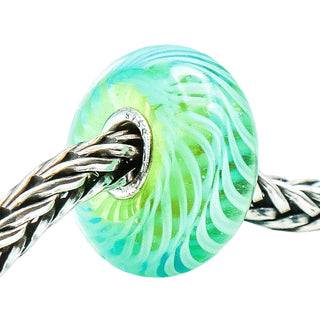Trollbeads Turquoise Feather Glass Bead Sterling Silver Charm
