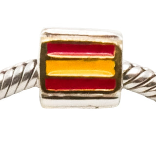 Bacio Sterling Silver Spain Flag Enamel Charm Bead