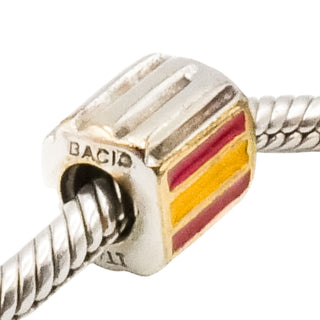Bacio Sterling Silver Spain Flag Enamel Charm Bead