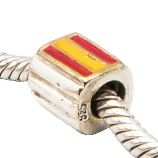 Bacio Sterling Silver Spain Flag Enamel Charm Bead