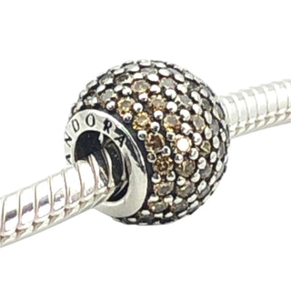 Pandora Golden Pave Lights Sterling Silver Charm With Golden Yellow Zirconia