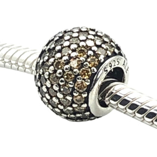 Pandora Golden Pave Lights Sterling Silver Charm With Golden Yellow Zirconia