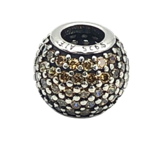 Pandora Golden Pave Lights Sterling Silver Charm With Golden Yellow Zirconia