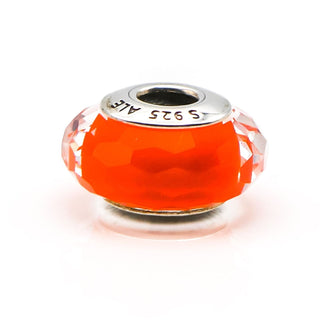 Pandora Orange Fascinating Faceted Murano Glass Sterling Silver Charm Bead
