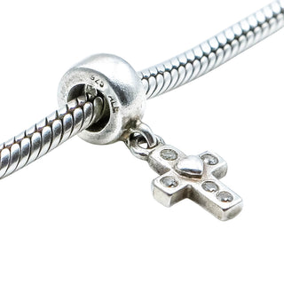 Pandora Retired Cross Dangle Sterling Silver Clear CZ Christian Faith Charm