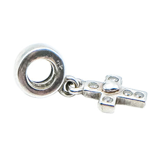Pandora Retired Cross Dangle Sterling Silver Clear CZ Christian Faith Charm