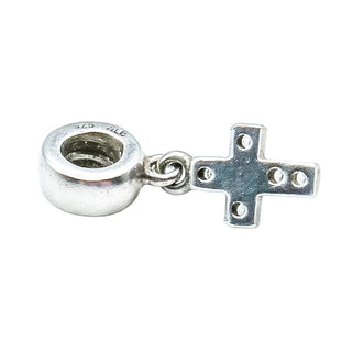 Pandora Retired Cross Dangle Sterling Silver Clear CZ Christian Faith Charm