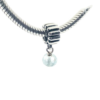 Pandora Retired March Birthstone Aquamarine Sterling Silver Dangle Charm Bead