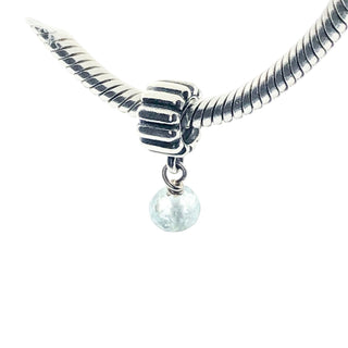Pandora Retired March Birthstone Aquamarine Sterling Silver Dangle Charm Bead