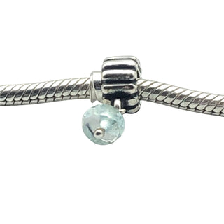Pandora Retired March Birthstone Aquamarine Sterling Silver Dangle Charm Bead