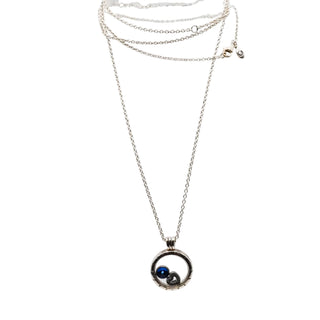 Pandora Rare Floating Locket Sterling Silver Necklace With London Blue & Heart Charm