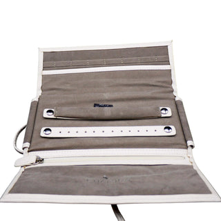 Chamilia White Leather Jewelry Travel Roll Organizer Case Wallet