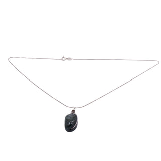 Green Moss Agate Sterling Silver Wire Wrapped 19 Inch Gemstone Pendant Necklace