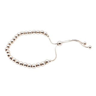 Sterling Silver Adjustable Beaded Bolo Bracelet Fits Sizes 5 To 8.5 Inches