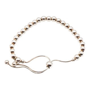 Sterling Silver Adjustable Beaded Bolo Bracelet Fits Sizes 5 To 8.5 Inches