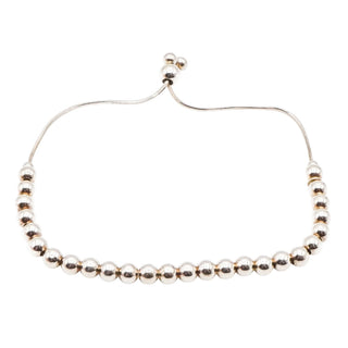 Sterling Silver Adjustable Beaded Bolo Bracelet Fits Sizes 5 To 8.5 Inches