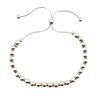 Sterling Silver Adjustable Beaded Bolo Bracelet Fits Sizes 5 To 8.5 Inches