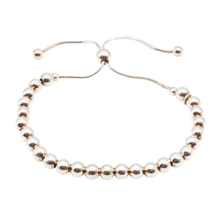 Sterling Silver Adjustable Beaded Bolo Bracelet Fits Sizes 5 To 8.5 Inches