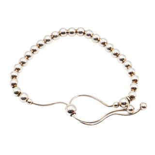 Sterling Silver Adjustable Beaded Bolo Bracelet Fits Sizes 5 To 8.5 Inches