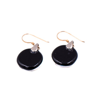 14K Yellow Gold Filled Dichroic Art Glass Dangle Earrings 1 1/2 Inch Artisan Drops