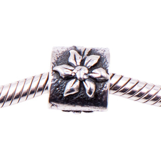 Pandora Retired Poinsettia Sterling Silver Charm Christmas Bead